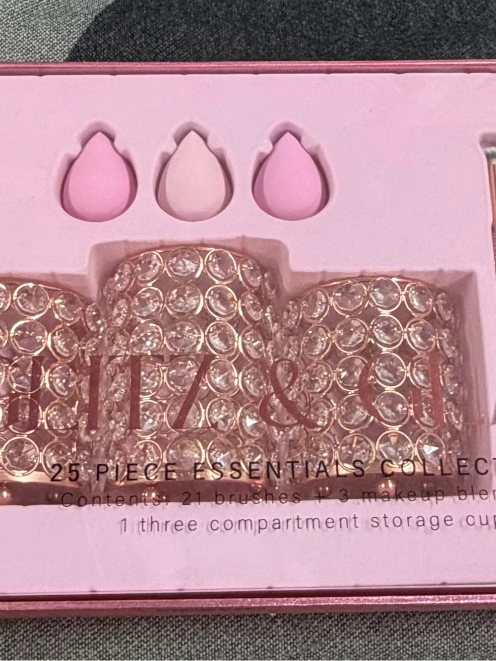 Pink Crystal Makeup Brush Holder Set - Women Makeup Brushes & Tools